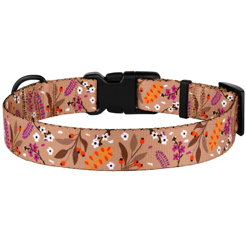 CollarDirect Nylon Dog Collar Floral Pattern Toffee 12-16 inch - Image 3